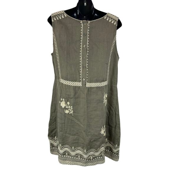 Johnny Was Los Angeles 100% Linen Dress Size Large Floral Breen Tank Dress - Picture 2 of 11